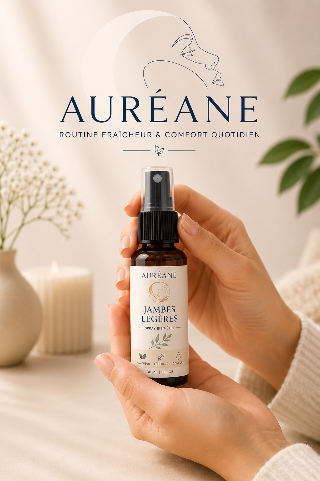 Auréane™ | Spray Jambes Légères & Fraîcheur Quotidienne Auréane™